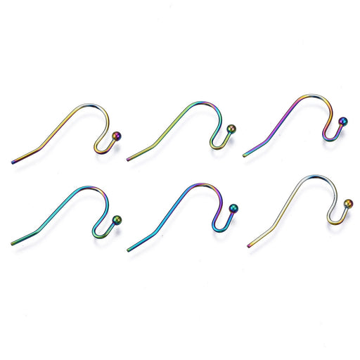 20mm Hook Ear Wire with Ball - Rainbow Plated Stainless Steel