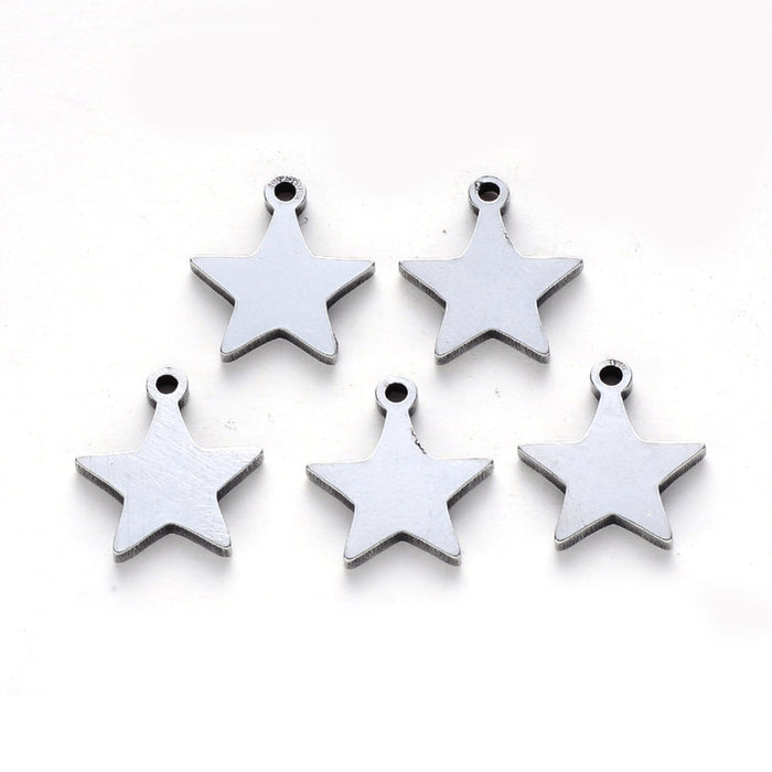 11mm x 12mm Star Charm - Stainless Steel