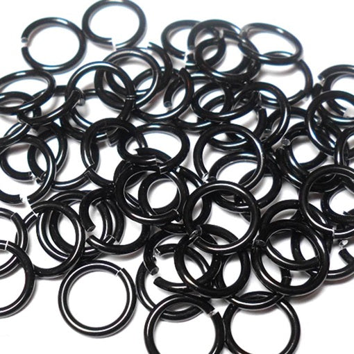16swg (1.6mm) 1/4in. (6.6mm) ID 4.2AR Anodized  Aluminum Jump Rings - Black