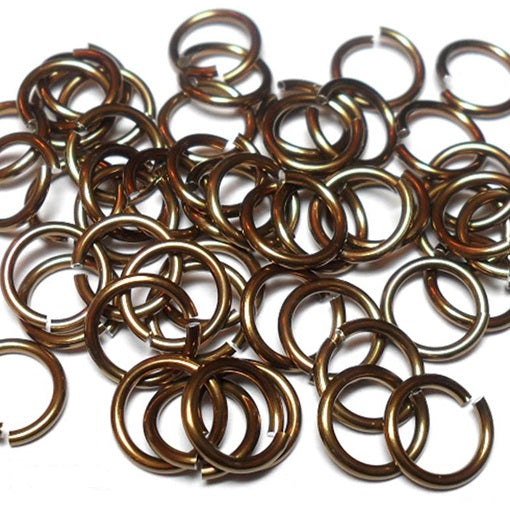 16swg (1.6mm) 1/4in. (6.6mm) ID 4.2AR Anodized  Aluminum Jump Rings - Brown