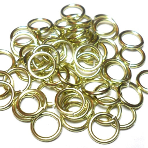 16swg (1.6mm) 1/4in. (6.6mm) ID 4.2AR Anodized  Aluminum Jump Rings - Lemon-Lime