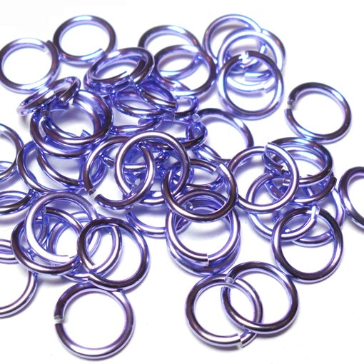 16swg (1.6mm) 1/4in. (6.6mm) ID 4.2AR Anodized  Aluminum Jump Rings - Lavender