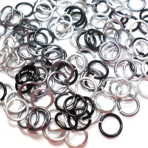 16swg (1.6mm) 1/4in. (6.6mm) ID 4.2AR Anodized  Aluminum Jump Rings - Midnight Mix