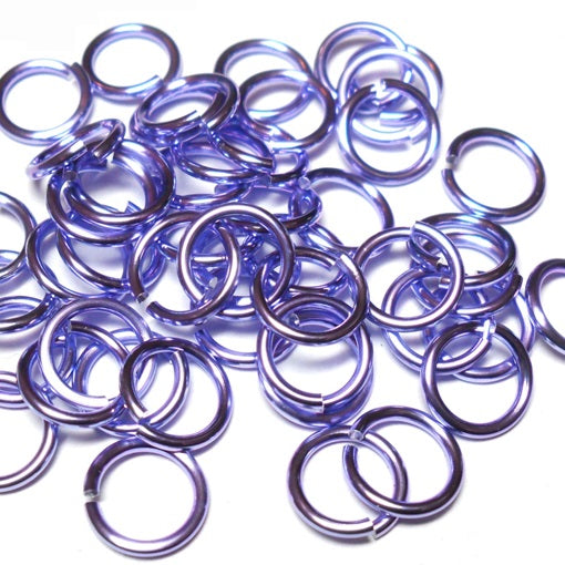 16swg (1.6mm) 3/8in. (10.1mm) ID 6.4AR Anodized  Aluminum Jump Rings - Lavender