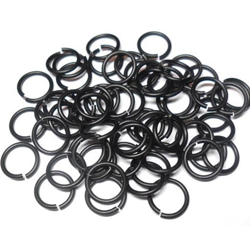16swg (1.6mm) 3/8in. (10.1mm) ID 6.4AR Anodized Aluminum Jump Rings - Matte Black