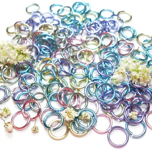 16swg (1.6mm) 3/8in. (10.1mm) ID 6.4AR Anodized  Aluminum Jump Rings - Spring Fling Mix