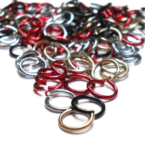16swg (1.6mm) 5/16in. (8.3mm) ID 5.2AR Anodized  Aluminum Jump Rings - Art Deco Mix