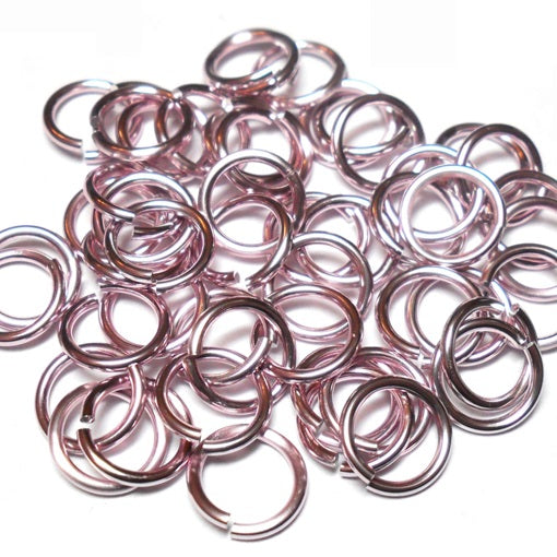 16swg (1.6mm) 5/16in. (8.3mm) ID 5.2AR Anodized  Aluminum Jump Rings - Pink