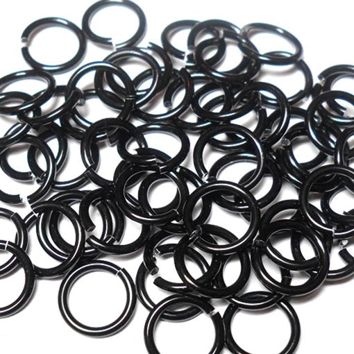 16swg (1.6mm) 7/32in. (5.7mm) ID 3.6AR Anodized  Aluminum Jump Rings - Black