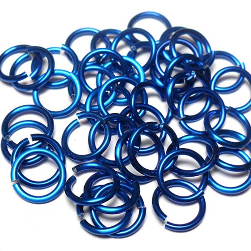 18swg (1.2mm) 1/4in. (6.7mm) ID 5.6AR Anodized  Aluminum Jump Rings - Royal Blue