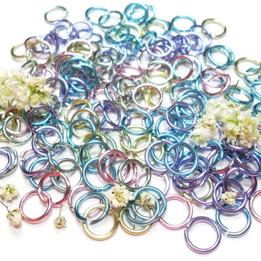 18swg (1.2mm) 1/4in. (6.7mm) ID 5.6AR Anodized  Aluminum Jump Rings - Spring Fling Mix