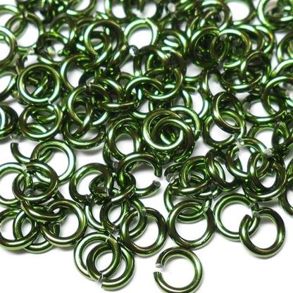 18swg (1.2MM) 9/32in. (7.7mm) ID 6.4AR Anodized  Aluminum Jump Rings - Olive