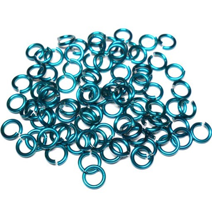 18swg (1.2MM) 9/32in. (7.7mm) ID 6.4AR Anodized  Aluminum Jump Rings - Teal