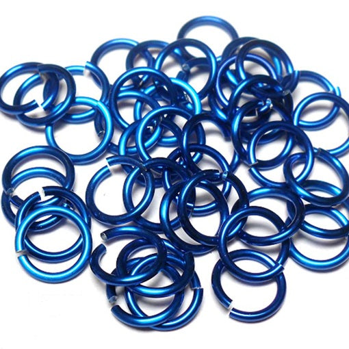 18swg (1.2MM) 9/32in. (7.7mm) ID 6.4AR Anodized  Aluminum Jump Rings - Royal Blue