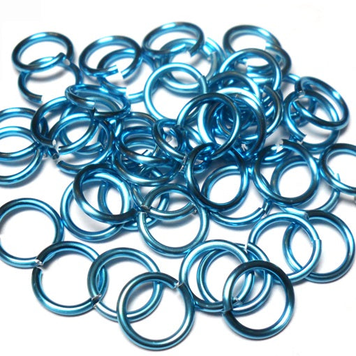 18swg (1.2MM) 9/32in. (7.7mm) ID 6.4AR Anodized  Aluminum Jump Rings - Sky Blue