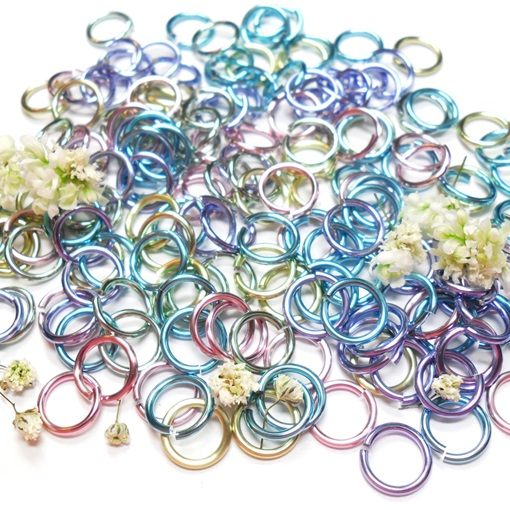 18swg (1.2MM) 9/32in. (7.7mm) ID 6.4AR Anodized Aluminum Jump Rings - Spring Fling Mix