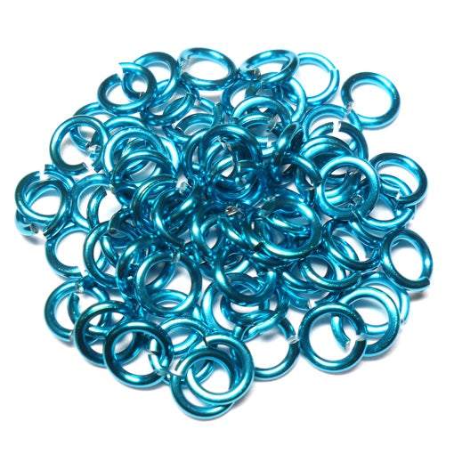 18swg (1.2MM) 9/32in. (7.7mm) ID 6.4AR Anodized  Aluminum Jump Rings - Turquoise