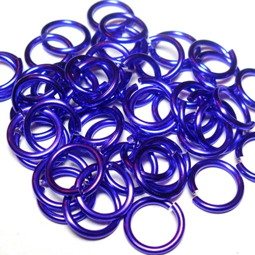 18swg (1.2mm) 9/64in (3.6mm) ID 3.0AR Anodized Aluminum Jump Rings -  Purple
