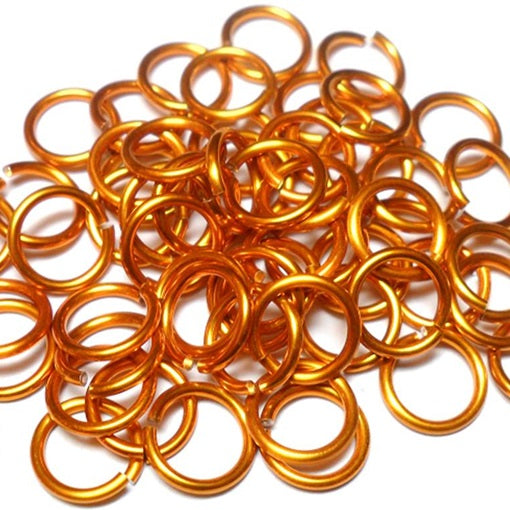 20awg (0.8mm) 5/32in. (4.3mm) ID 5.4AR Anodized  Aluminum Jump Rings - Orange