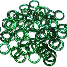20awg (0.8mm) 5/32in. (4.3mm) ID 5.4AR Anodized  Aluminum Jump Rings - Green