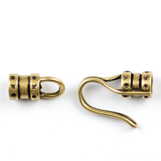 4mm Crimp Hook and Eye - Antique Brass