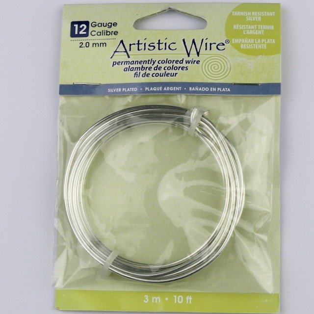 3.0 meters (10 feet) - 12 gauge (2.0mm) Permanently Coloured Wire - Tarnsih Resistant Silver