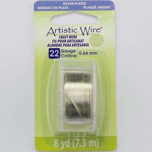 7.3 meters (8 yards) - 22 gauge (.64 mm) Craft Wire - Tarnsih Resistant Silver