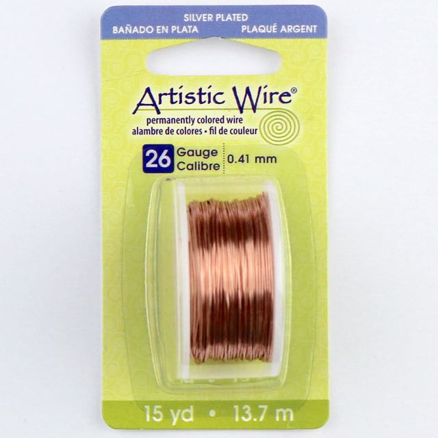 13.7 meters (15 yards) - 26 gauge (.41mm) Permanently Coloured Wire - Rose Gold