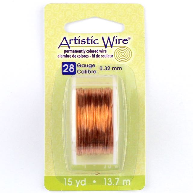 13.7 meters (15 yards) - 28 gauge (.32mm) Permanently Coloured Wire - Rose Gold