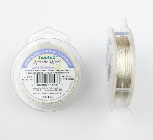 6.41 meters (7 yards) - 24 gauge (.51mm) Tarnish Resistant Silver Plated Twisted Artistic Wire