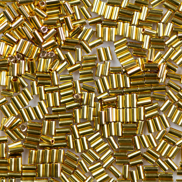 3mm Miyuki BUGLE Beads - 24kt Gold Plated