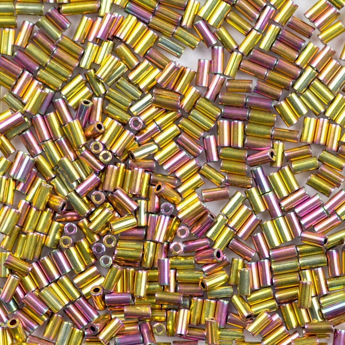 3mm Miyuki BUGLE Beads - Pink Gold Iris