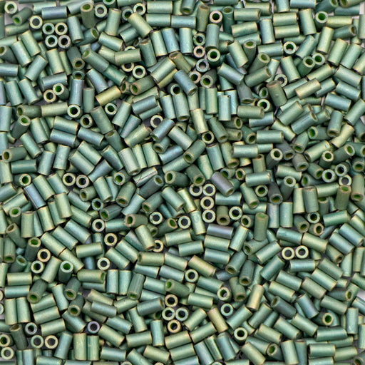 3mm Miyuki BUGLE Beads - Matte Metallic Sage Green Luster
