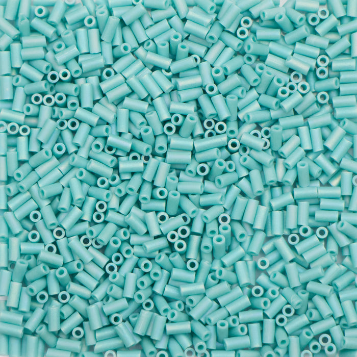3mm Miyuki BUGLE Beads - Matte Opaque Turquoise Green AB