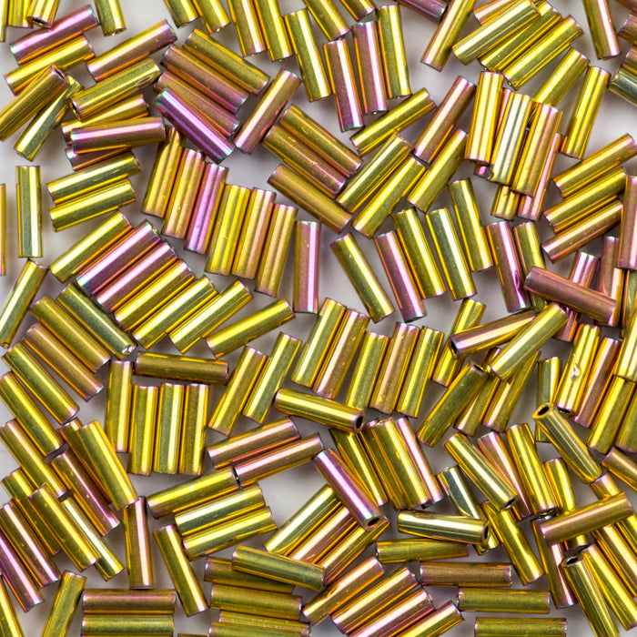 6mm Miyuki BUGLE Beads - Pink Gold Iris