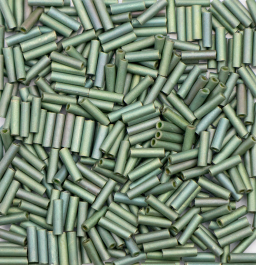 6mm Miyuki BUGLE Beads - Matte Metallic Sage Luster