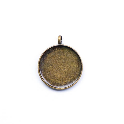 18mm Pendant Bezel for Glass Buttons - Antique Brass