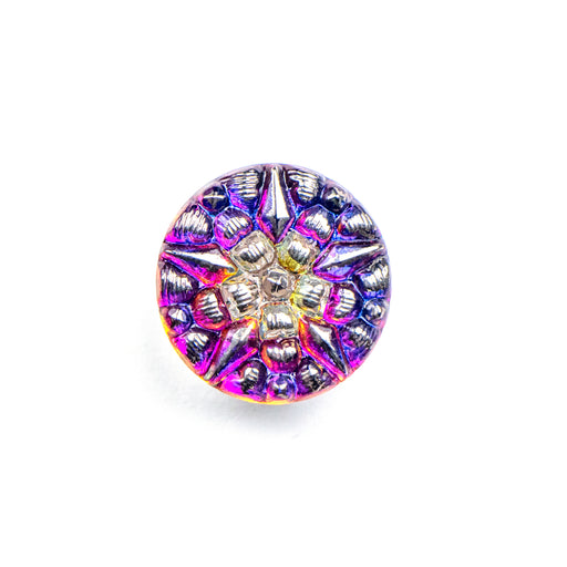 18mm Czech Glass Button - Volcano and Silver Star
