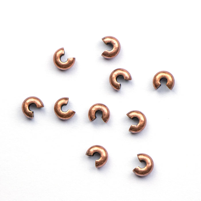 4mm Crimp Bead Cover - Antique Copper