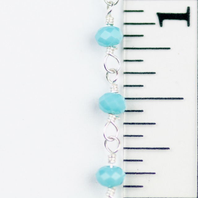 3.5mm Fire Polished Glass Beaded Chain - Turquoise