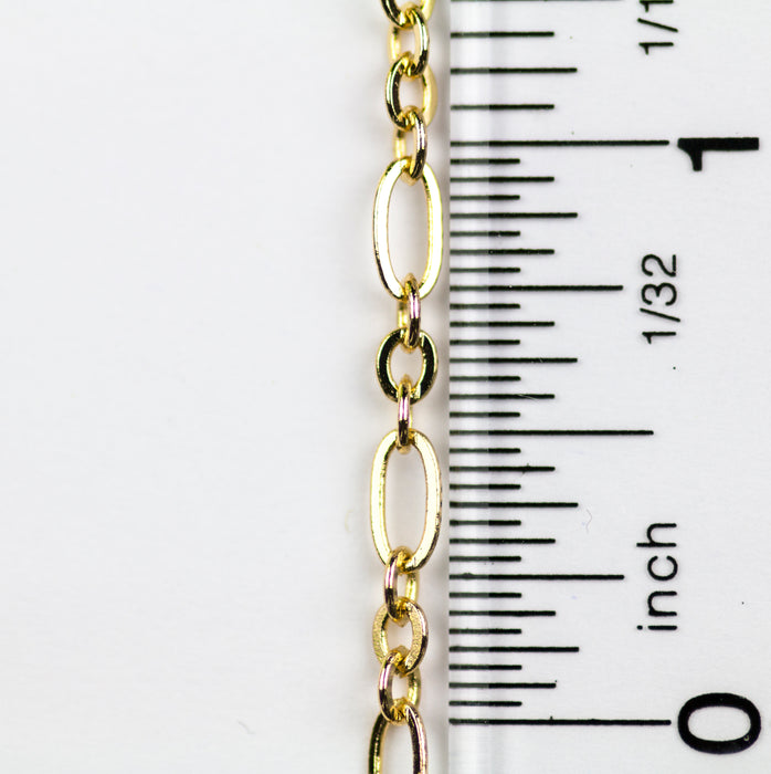 6.4mm x 3mm and 3.5mm Oval Link Chain - Gold