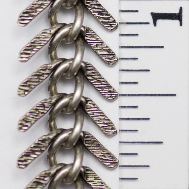 13mm Textured Fishbone Chain - Antique Silver