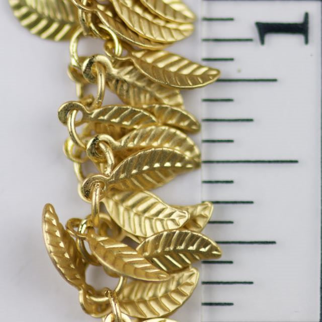 4mm x 6mm Leaf Chain (18 per inch) - Satin Hamilton Gold
