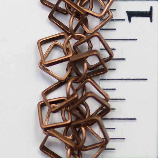 5.1mm Dangling Squares Chain - Antique Copper