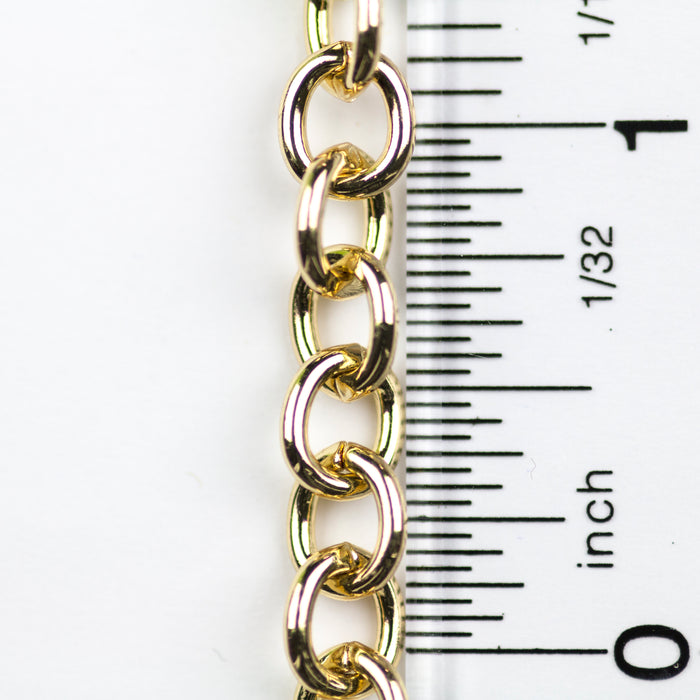 8mm x 6.5mm Cable Chain - Gold