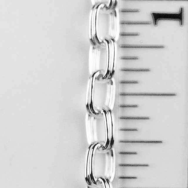 6mm x 4mm Rectangle Split Ring Chain - Silver