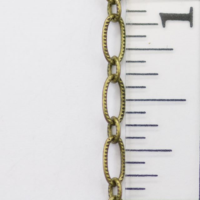 6.4mm x 3mm Textured Oval Chain - Antique Brass