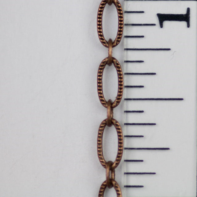 6.4mm x 3mm Textured Oval Chain - Antique Copper