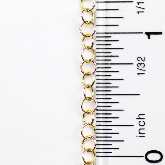 4.2mm x 4mm Fine Round Cable Chain - Gold