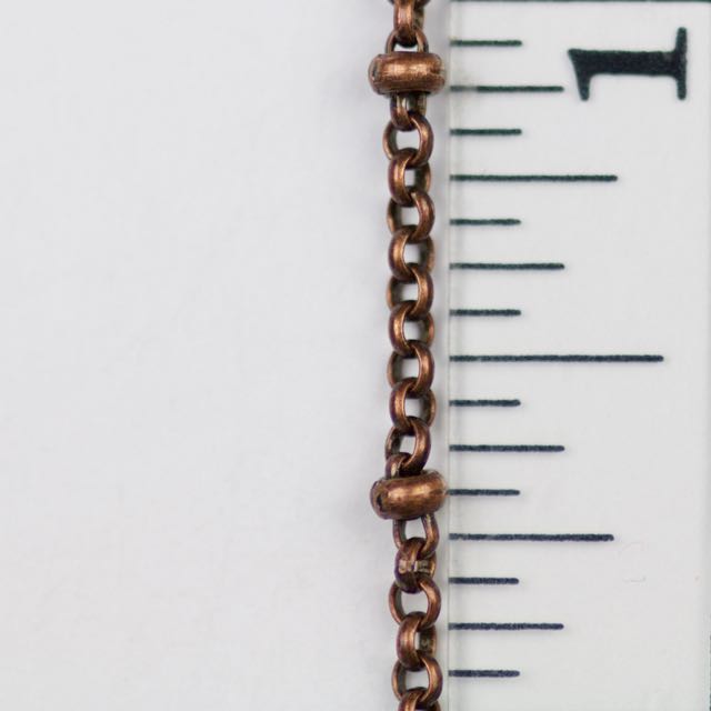 2mm Satellite Rolo Chain with 2.5mm Ball - Antique Copper